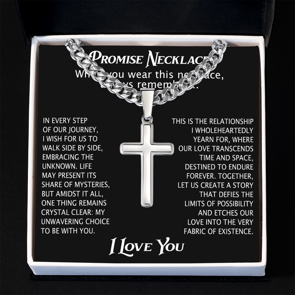 Cross Necklace Cuban Chain Boyfriend Promise Christian Faith Pendant (136755348786)