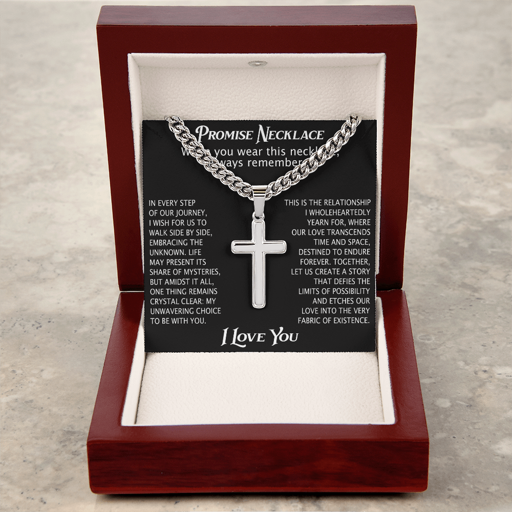 Cross Necklace Cuban Chain Boyfriend Promise Christian Faith Pendant (136755348786)