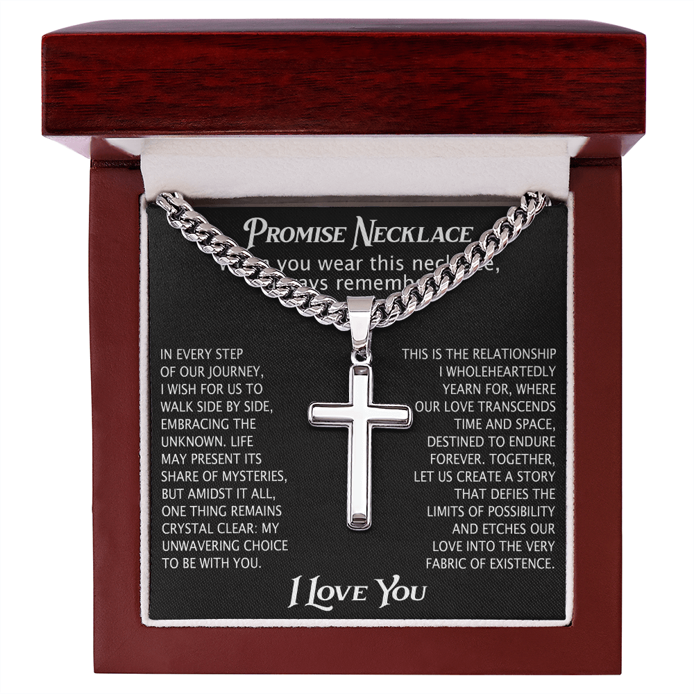Cross Necklace Cuban Chain Boyfriend Promise Christian Faith Pendant (136755348786)