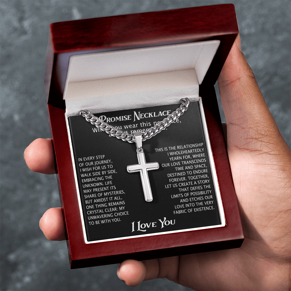 Cross Necklace Cuban Chain Boyfriend Promise Christian Faith Pendant (136755348786)