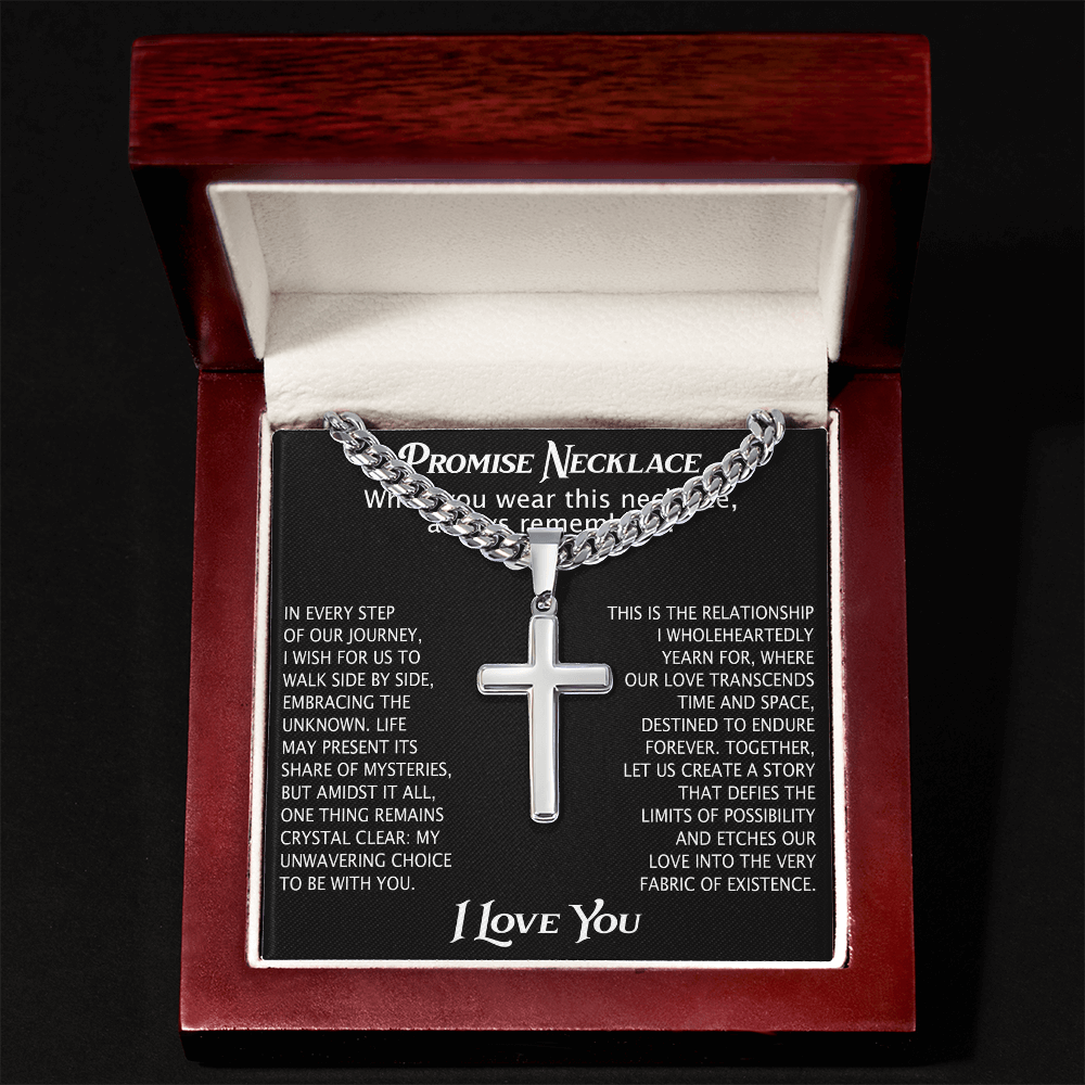 Cross Necklace Cuban Chain Boyfriend Promise Christian Faith Pendant (136755348786)