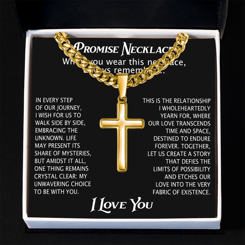 Cross Necklace Cuban Chain Boyfriend Promise Christian Faith Pendant (136755348786)