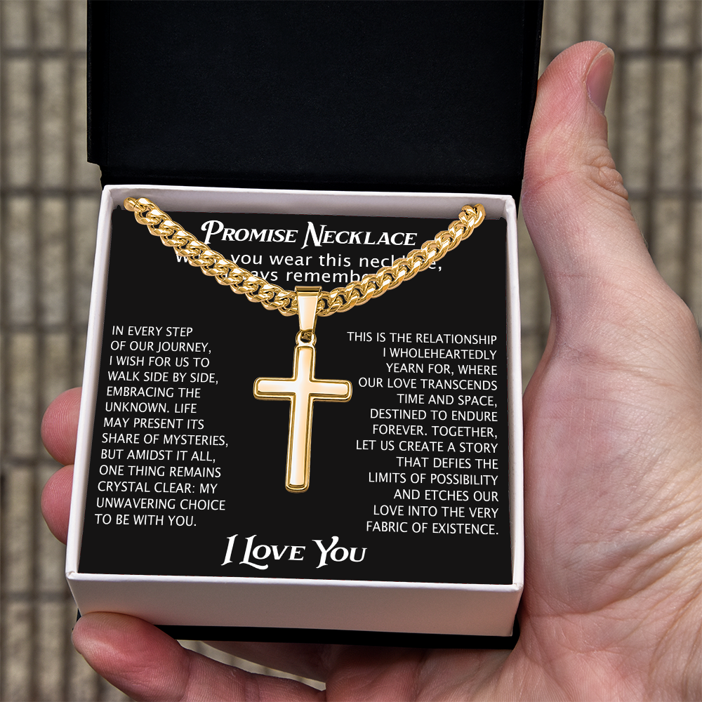 Cross Necklace Cuban Chain Boyfriend Promise Christian Faith Pendant (136755348786)
