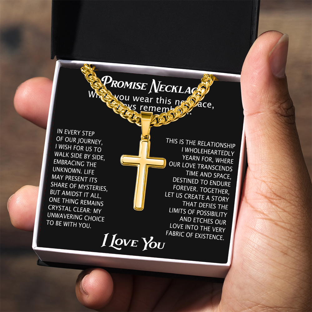 Cross Necklace Cuban Chain Boyfriend Promise Christian Faith Pendant (136755348786)