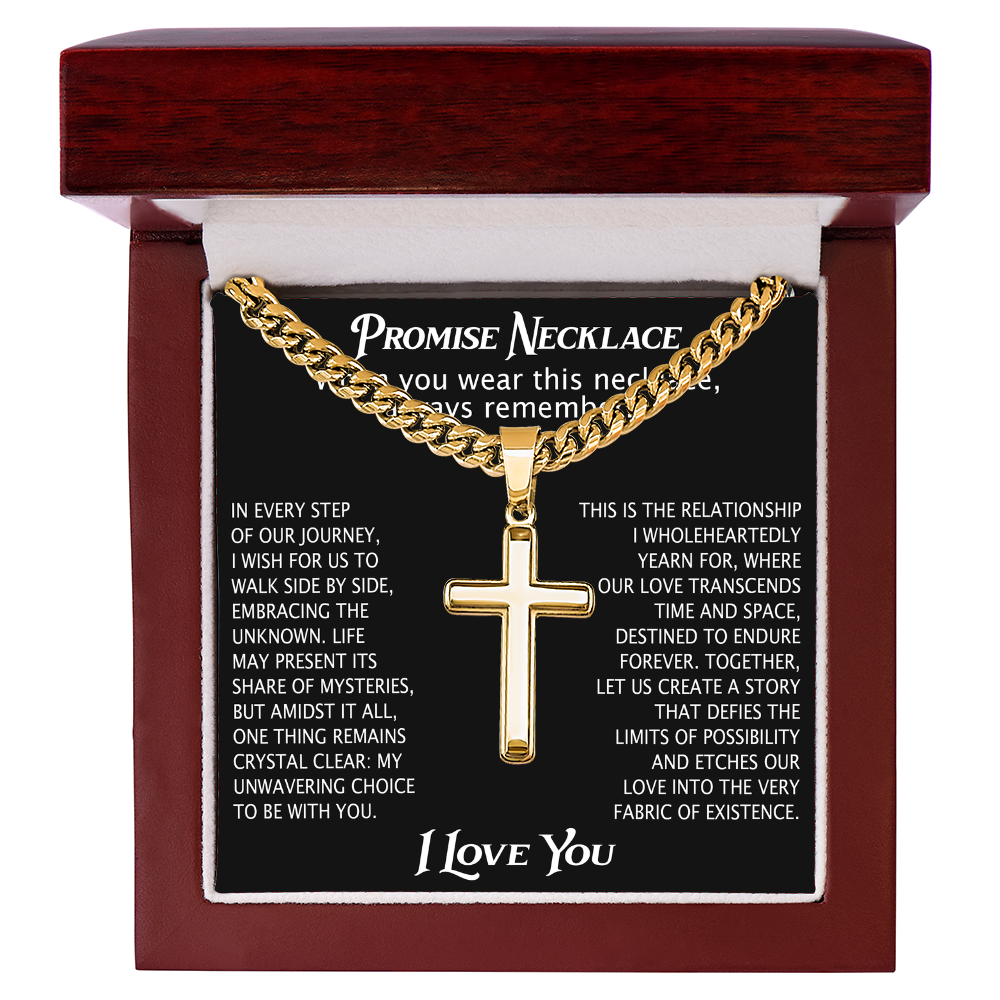 Cross Necklace Cuban Chain Boyfriend Promise Christian Faith Pendant (136755348786)