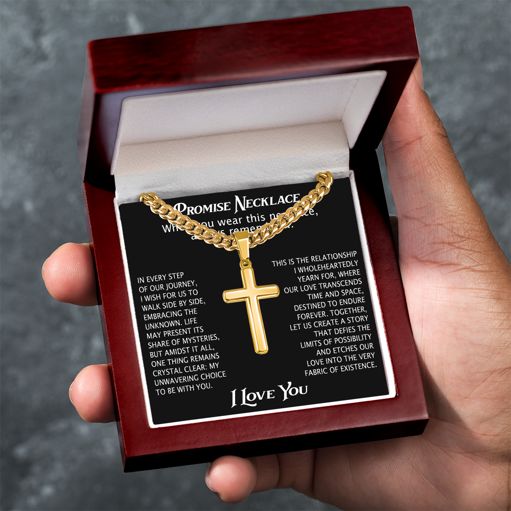 Cross Necklace Cuban Chain Boyfriend Promise Christian Faith Pendant (136755348786)