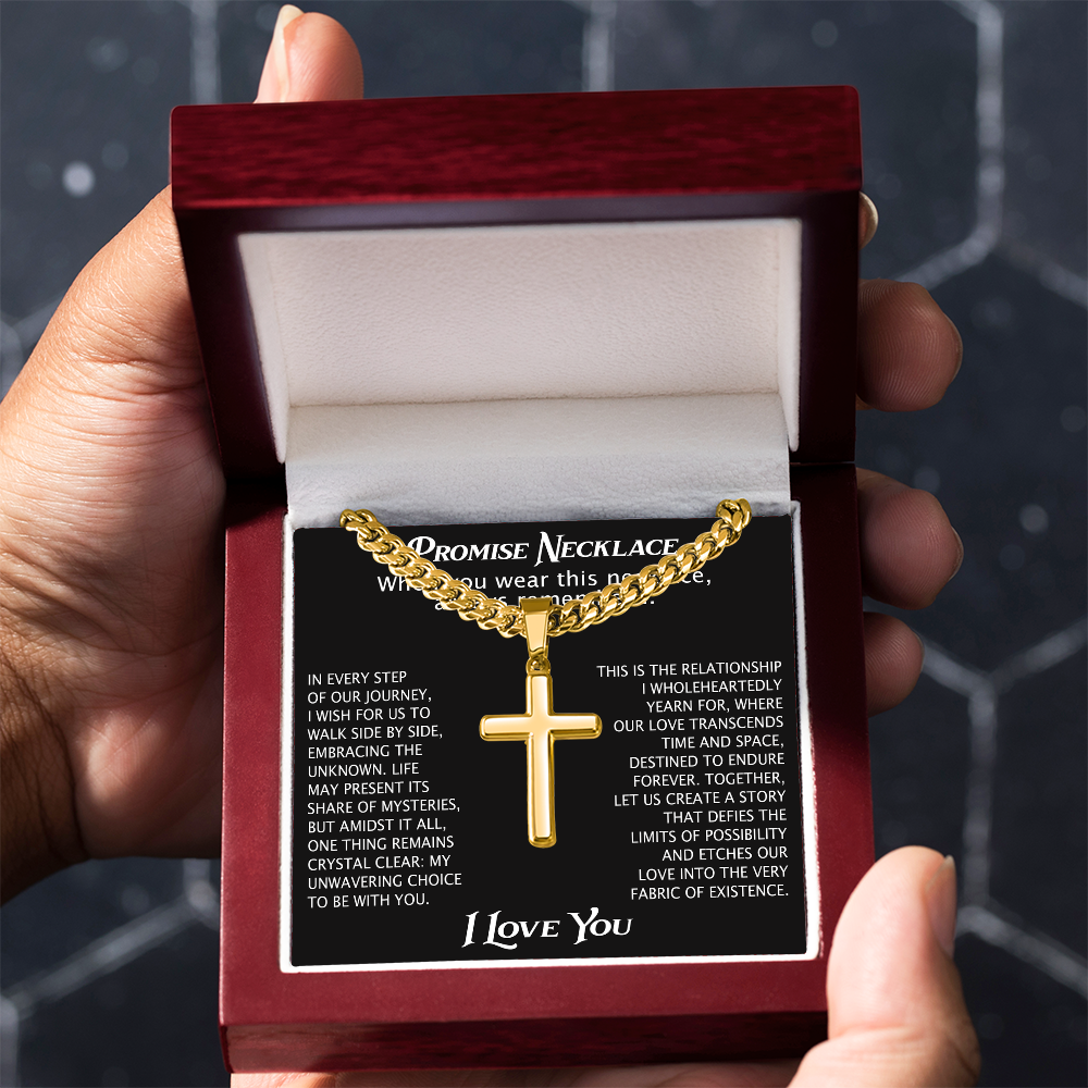 Cross Necklace Cuban Chain Boyfriend Promise Christian Faith Pendant (136755348786)