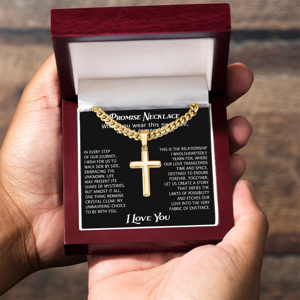 Cross Necklace Cuban Chain Boyfriend Promise Christian Faith Pendant (136755348786)