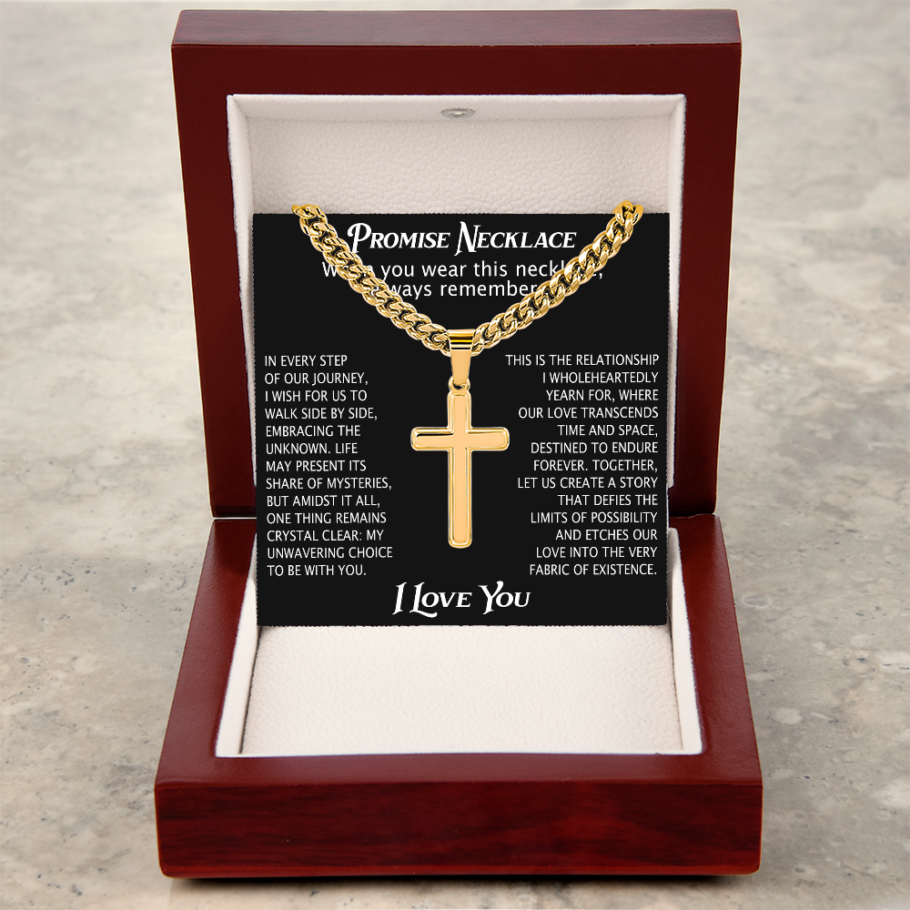 Cross Necklace Cuban Chain Boyfriend Promise Christian Faith Pendant (136755348786)