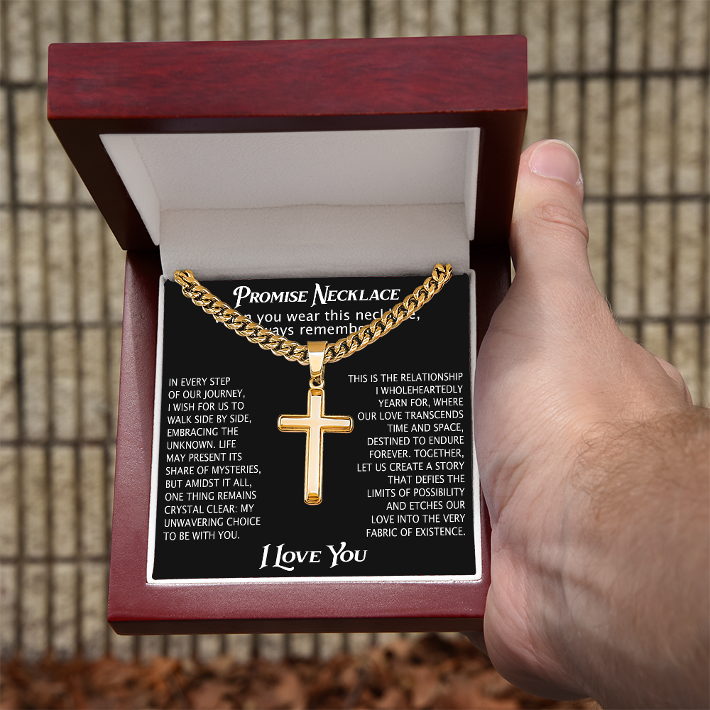 Cross Necklace Cuban Chain Boyfriend Promise Christian Faith Pendant (136755348786)