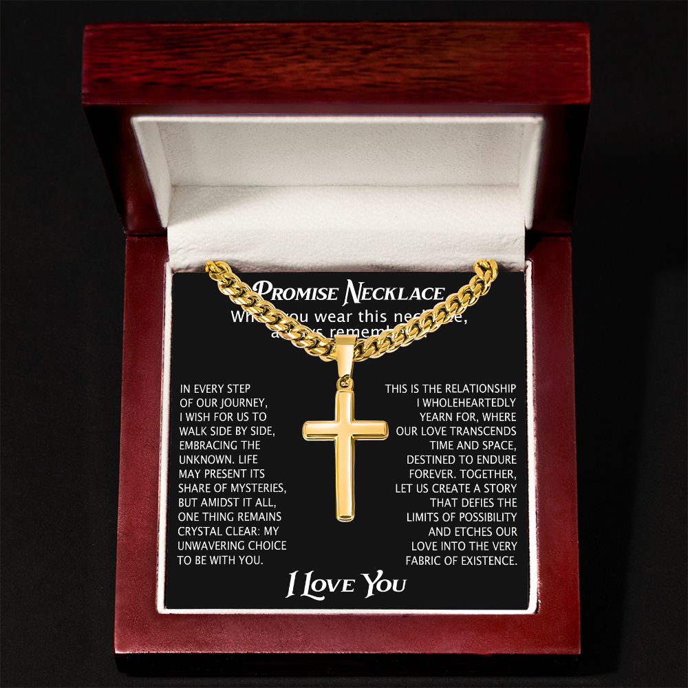 Cross Necklace Cuban Chain Boyfriend Promise Christian Faith Pendant (136755348786)