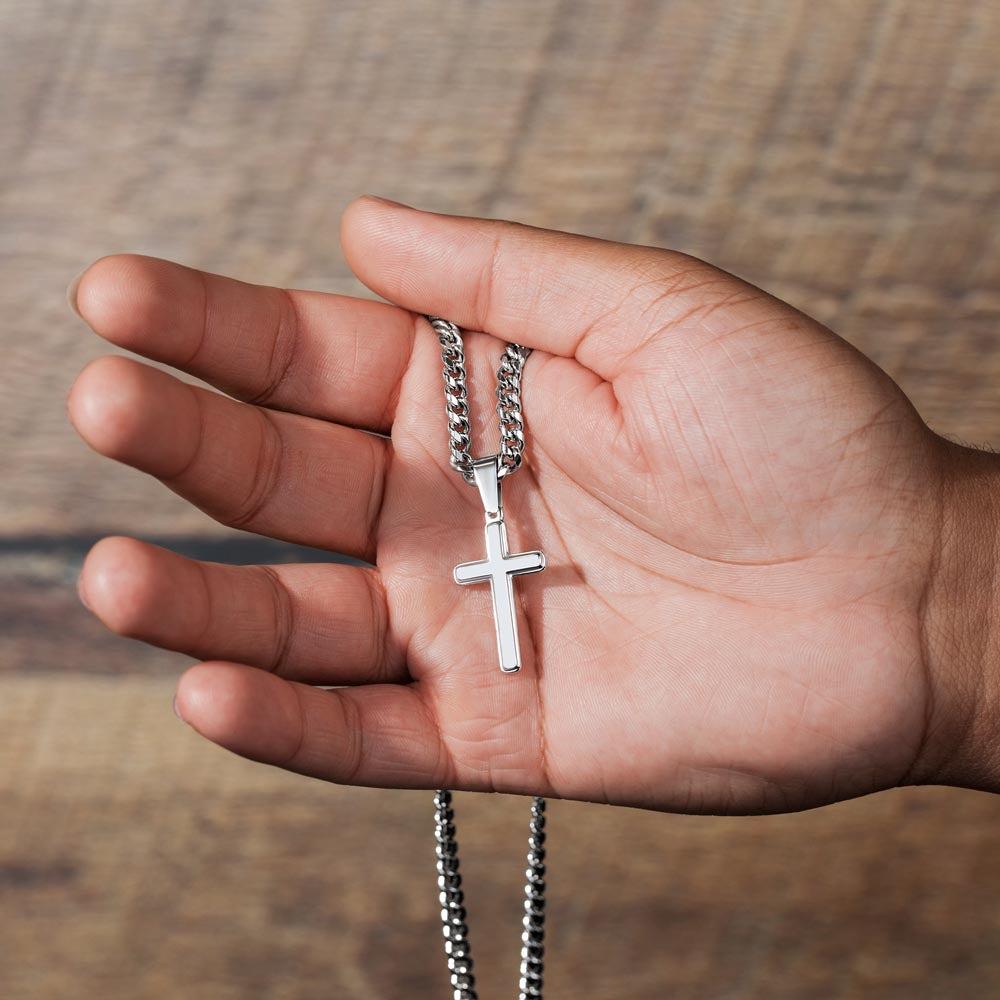 Personalized Cross with Cuban Link Chain for Boyfriend, Gift from Partner, Girlfriend, Soulmate -  Birthday, Valentine Present.