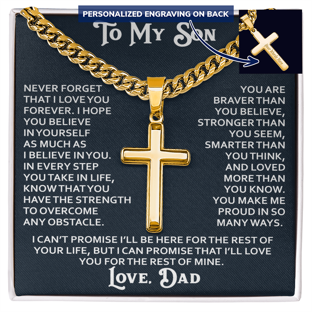 To My Son Artisan Cross Necklace - Birthday Christmas Gift from Dad Father Heartfelt Jewelry Present (136837190196)