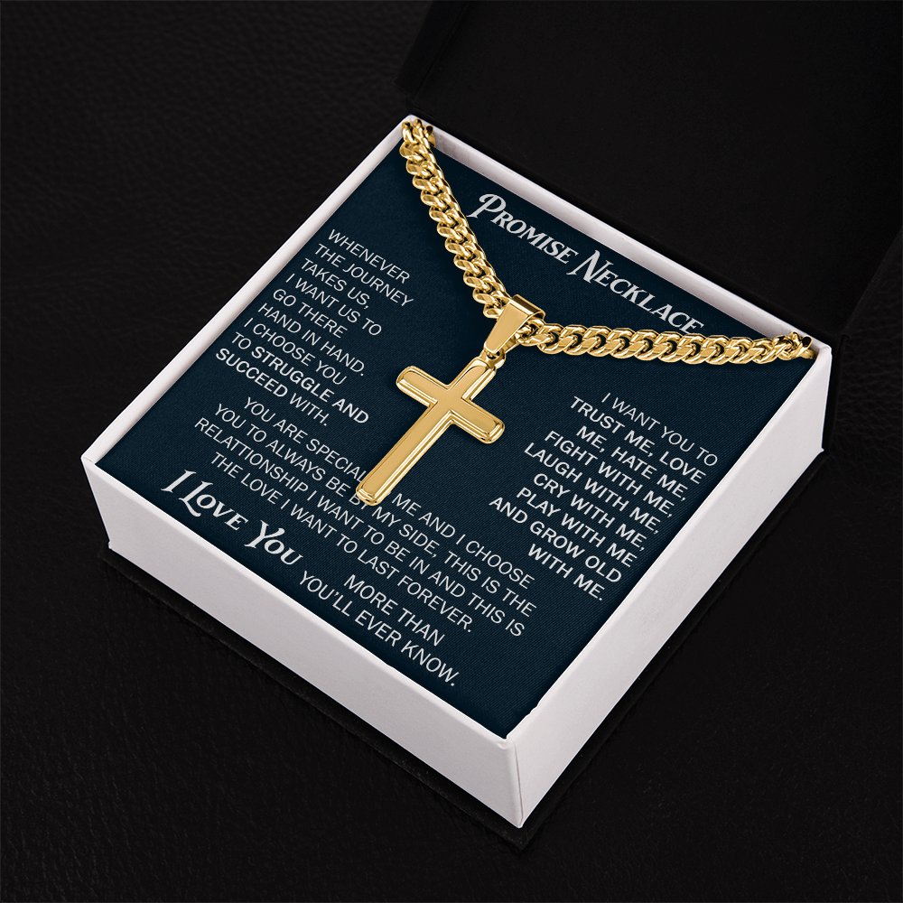 Personalized Cross with Cuban Link Chain For Him, Promise Gift For Boyfriend, BF Birthday Gift, Anniversary Gift For Him