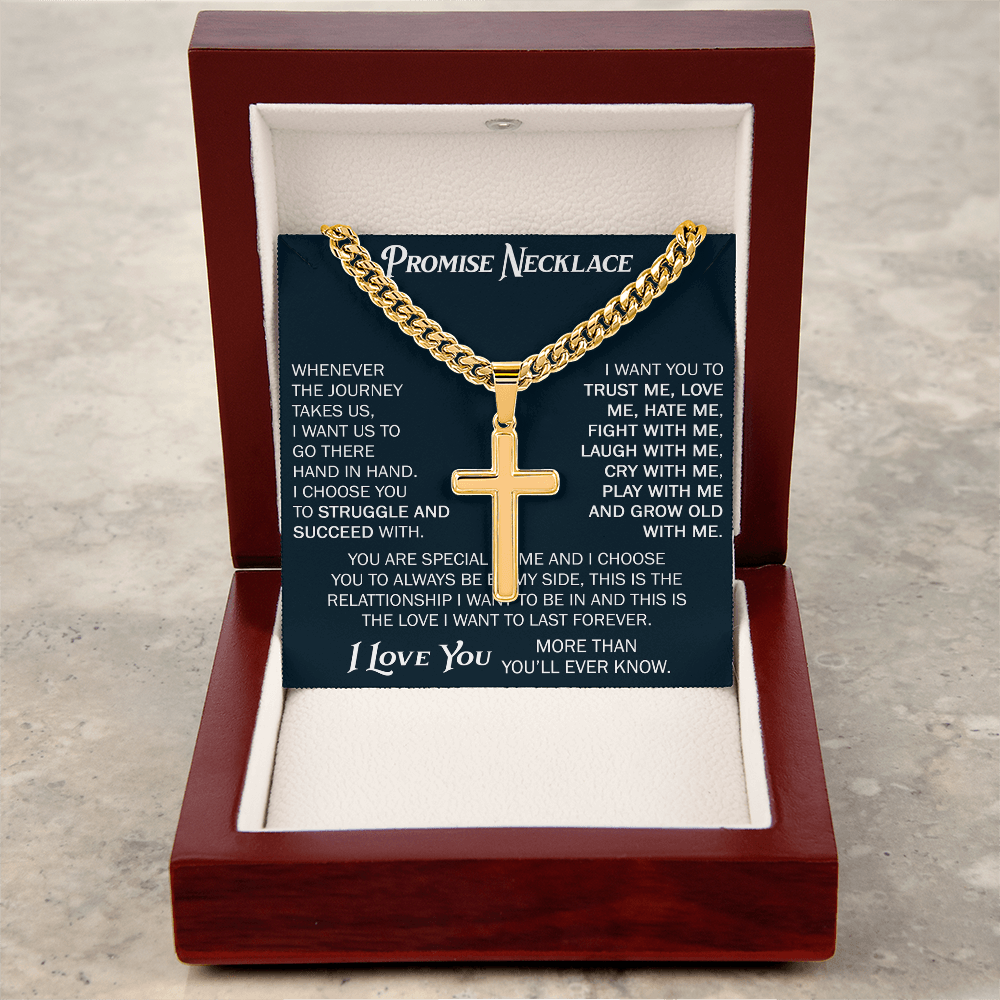 Personalized Cross with Cuban Link Chain For Him, Promise Gift For Boyfriend, BF Birthday Gift, Anniversary Gift For Him