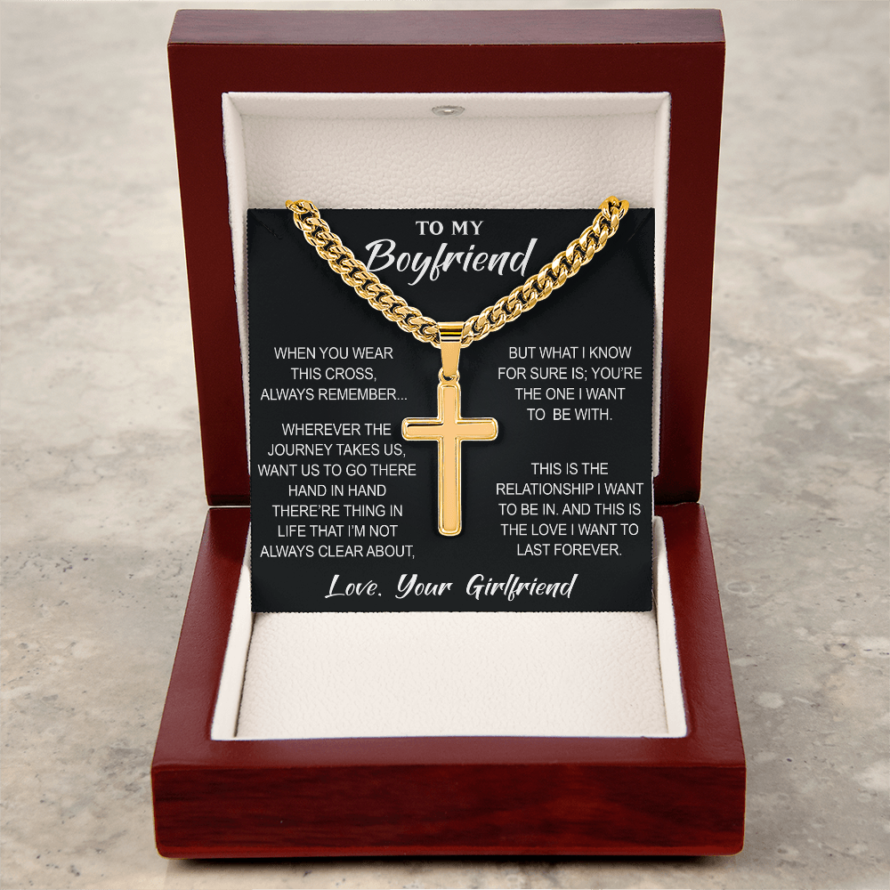 Personalized Cross with Cuban Link Chain for Boyfriend, Gift from Partner, Girlfriend, Soulmate -  Birthday, Valentine Present.