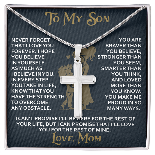 To My Daughter Gift From Mom Mama Mother - Artisan Cross Necklace with Snake Chain for Birthday Christmas Back to School or Special Occasion