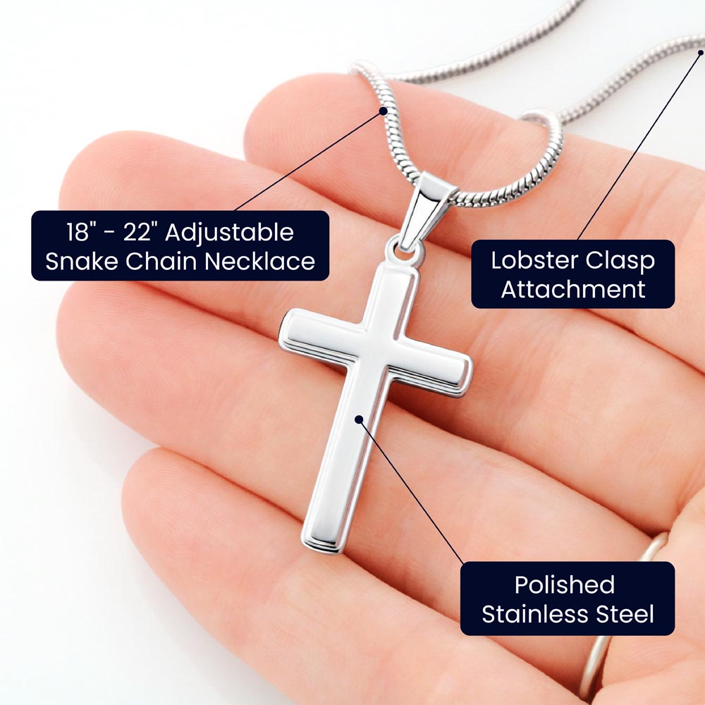 To My Son Artisan Cross Necklace - Birthday Christmas Gift from Dad Father Heartfelt Jewelry