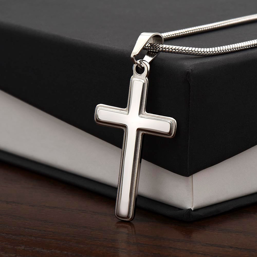 To My Son Artisan Cross Necklace - Birthday Christmas Gift from Dad Father Heartfelt Jewelry
