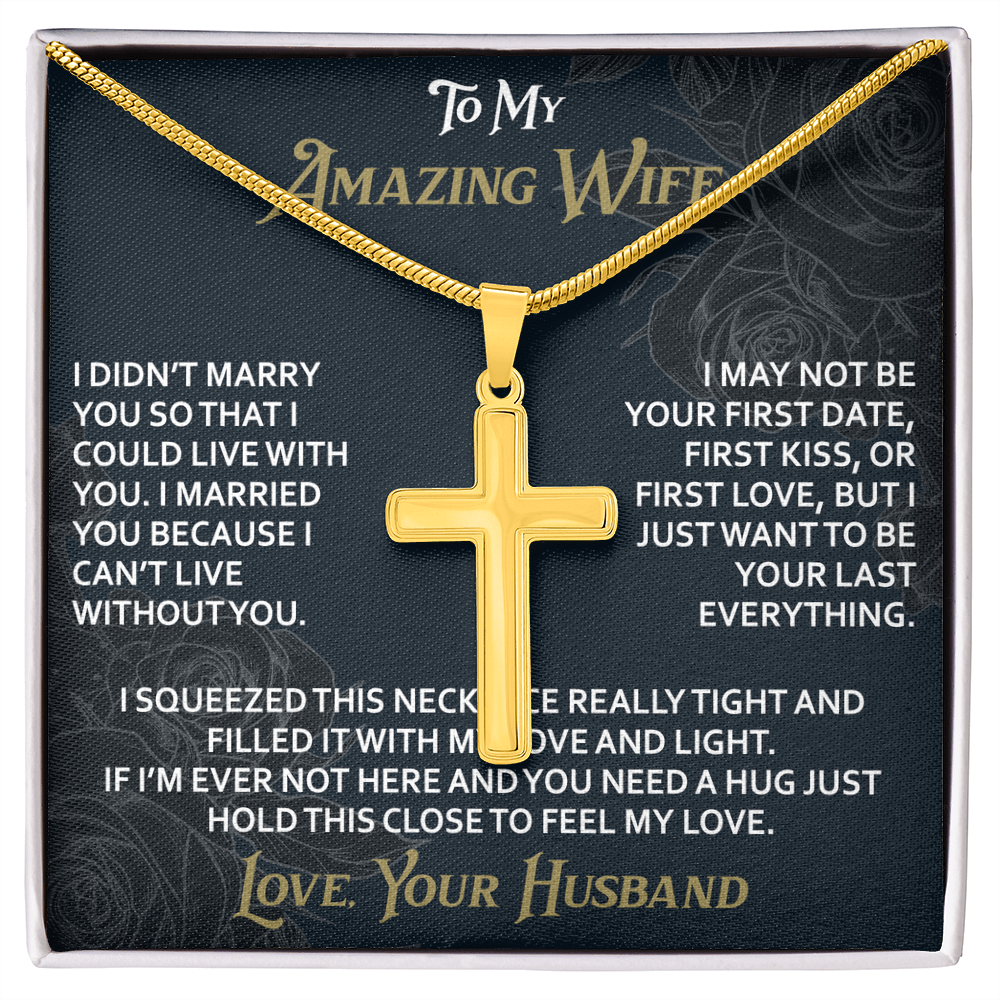 To My Amazing Wife Artisan Cross Necklace from Husband -Valentine Jewelry For Soulmate Bride - Gift for Birthday Christmas