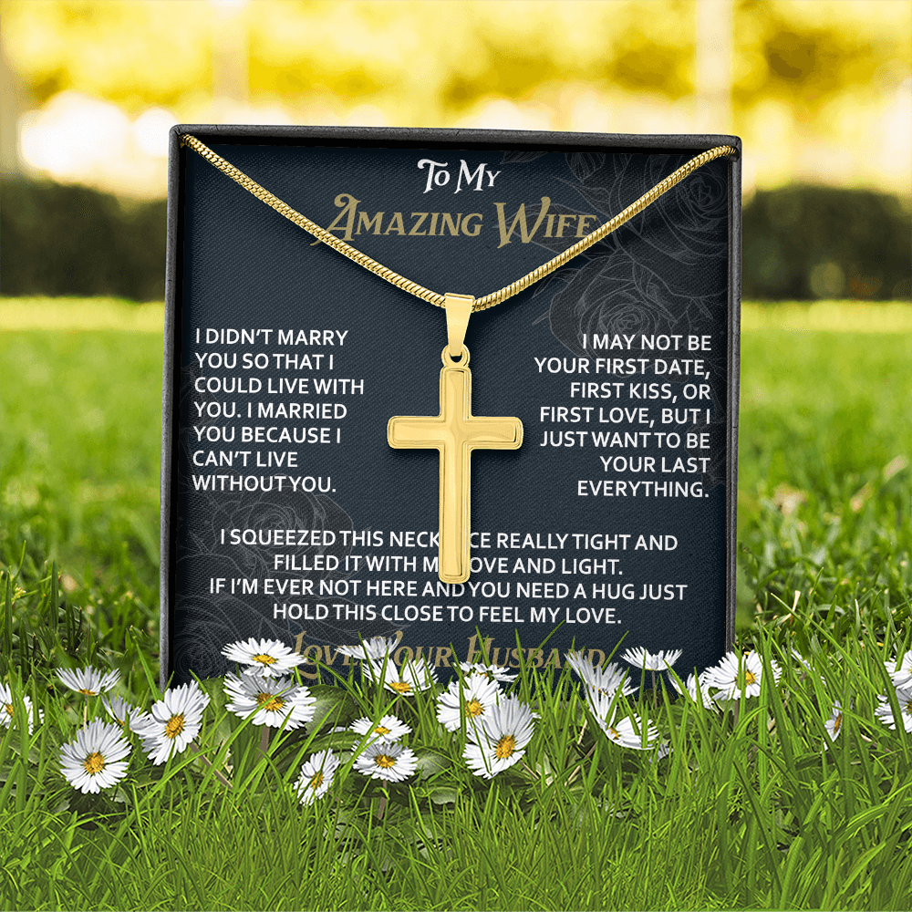 To My Amazing Wife Artisan Cross Necklace from Husband -Valentine Jewelry For Soulmate Bride - Gift for Birthday Christmas