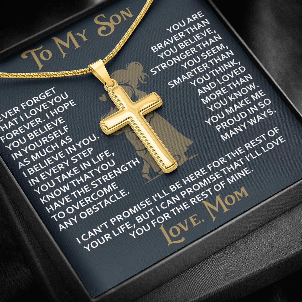 To My Daughter Gift From Mom Mama Mother - Artisan Cross Necklace with Snake Chain for Birthday Christmas Back to School or Special Occasion