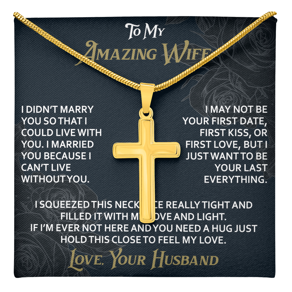 To My Amazing Wife Artisan Cross Necklace from Husband -Valentine Jewelry For Soulmate Bride - Gift for Birthday Christmas
