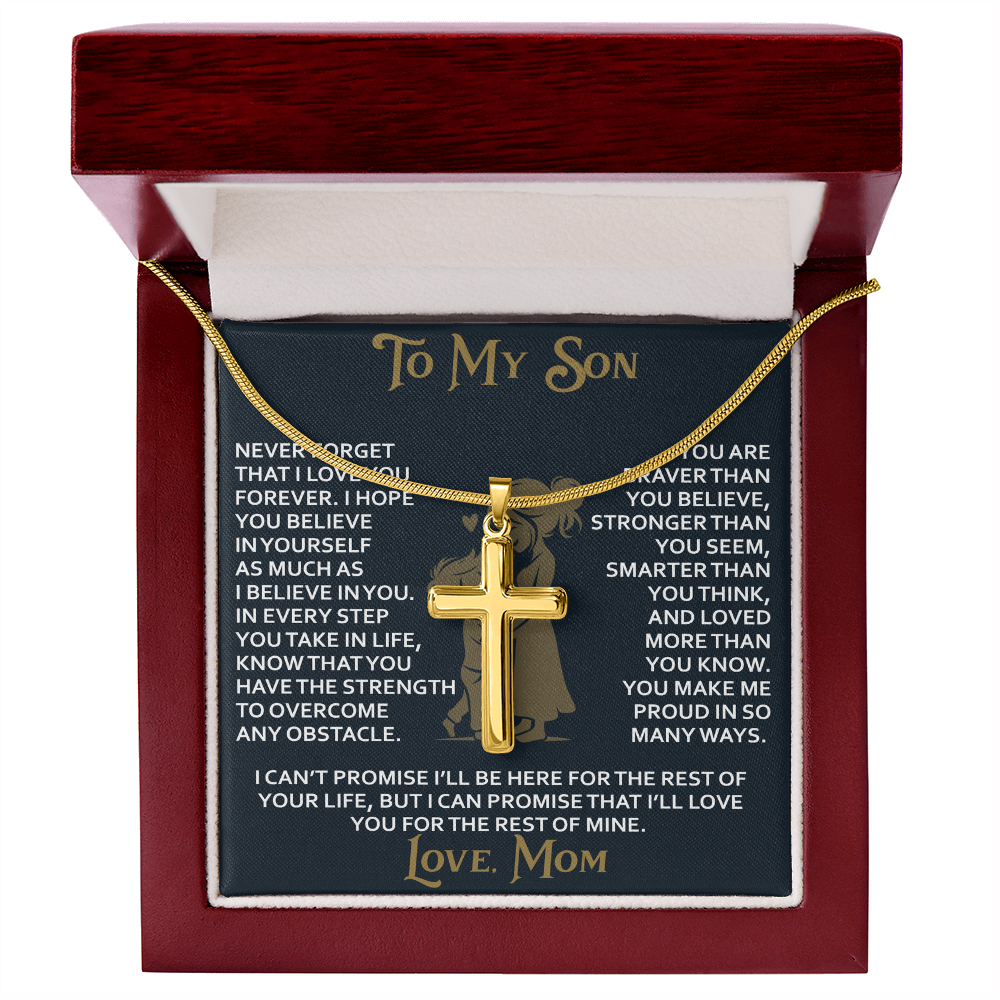 To My Daughter Gift From Mom Mama Mother - Artisan Cross Necklace with Snake Chain for Birthday Christmas Back to School or Special Occasion
