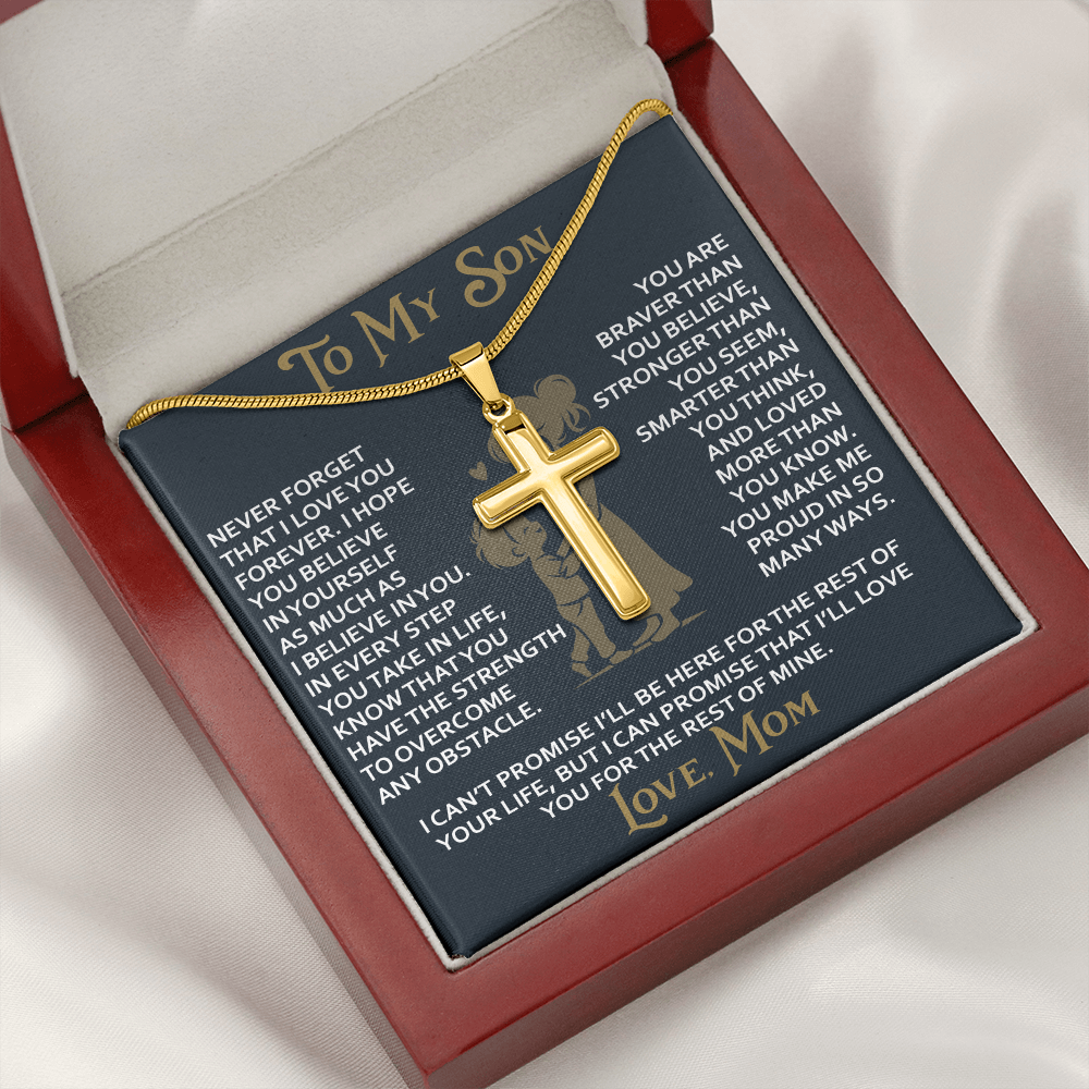 To My Daughter Gift From Mom Mama Mother - Artisan Cross Necklace with Snake Chain for Birthday Christmas Back to School or Special Occasion