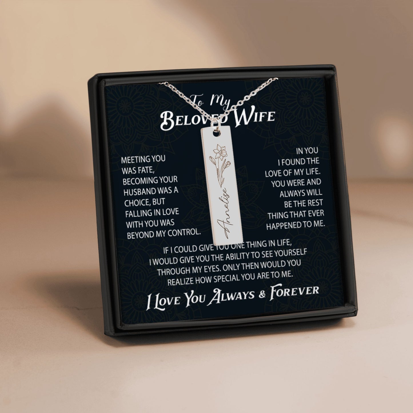 Personalizing Name & Birthflower Necklace - Unique Gift for your Wife Birthday, Soulmate