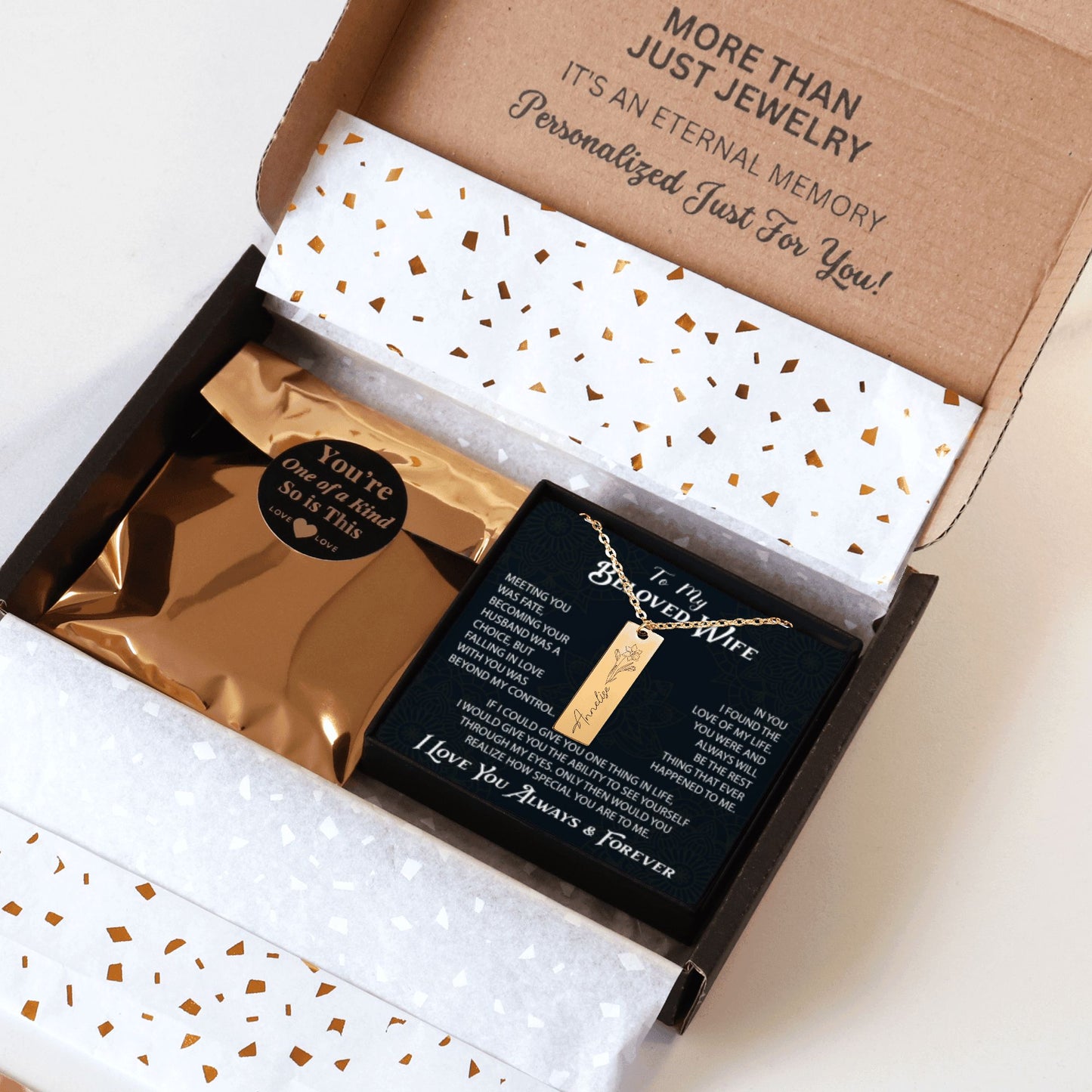 Personalizing Name & Birthflower Necklace - Unique Gift for your Wife Birthday, Soulmate