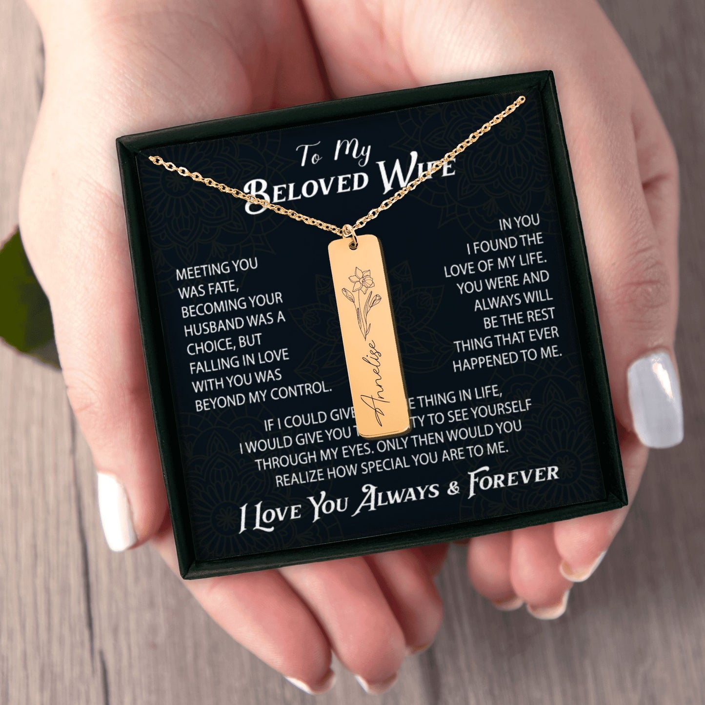 Personalizing Name & Birthflower Necklace - Unique Gift for your Wife Birthday, Soulmate