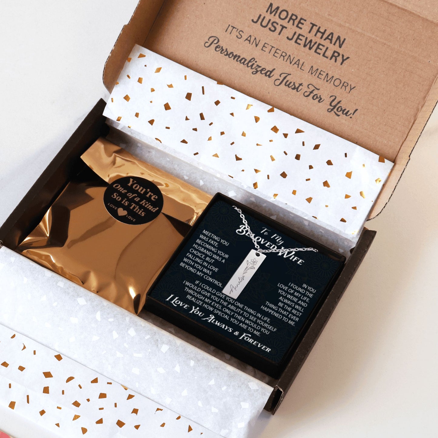 Personalizing Name & Birthflower Necklace - Unique Gift for your Wife Birthday, Soulmate