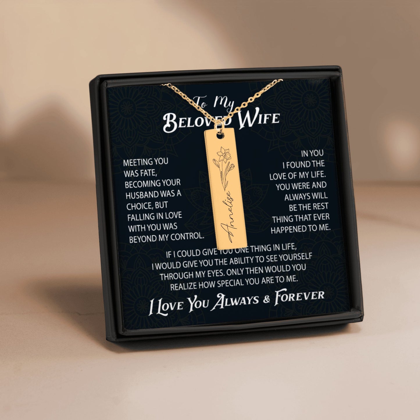 Personalizing Name & Birthflower Necklace - Unique Gift for your Wife Birthday, Soulmate