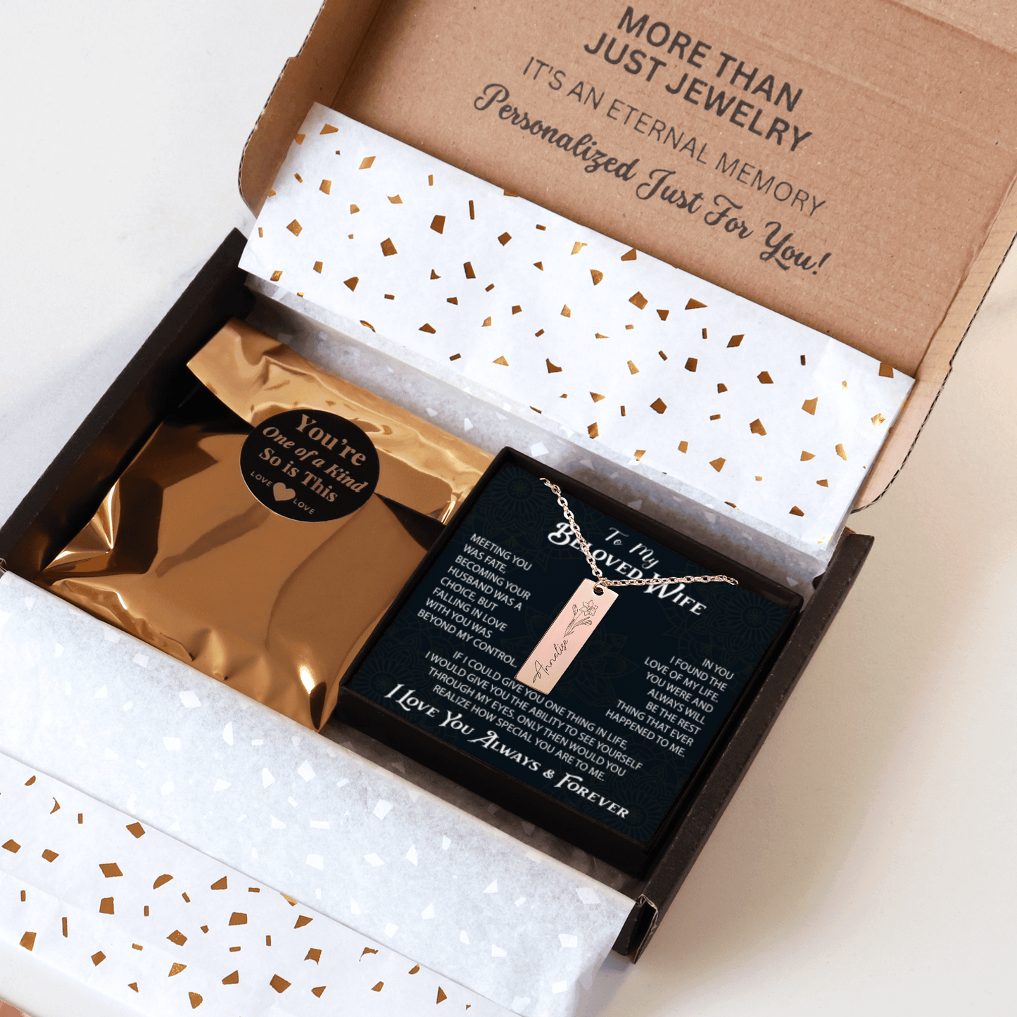 Personalizing Name & Birthflower Necklace - Unique Gift for your Wife Birthday, Soulmate