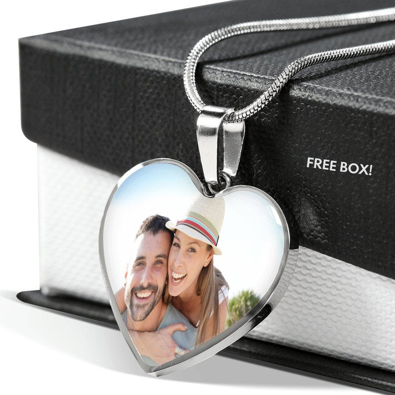 Personalized Your Custom Photo Heart Pendant Necklace Gift For Loved Memories
