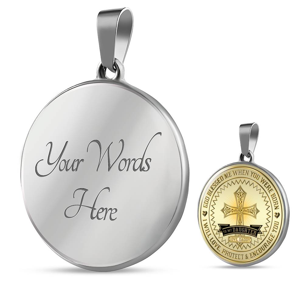 Great Dad To Daughter - God Blessed Me When You Were Born I Will Protect and Encourage You Novelty Luxury Necklace Bangle - Gift For Birthday Back To School Xmas