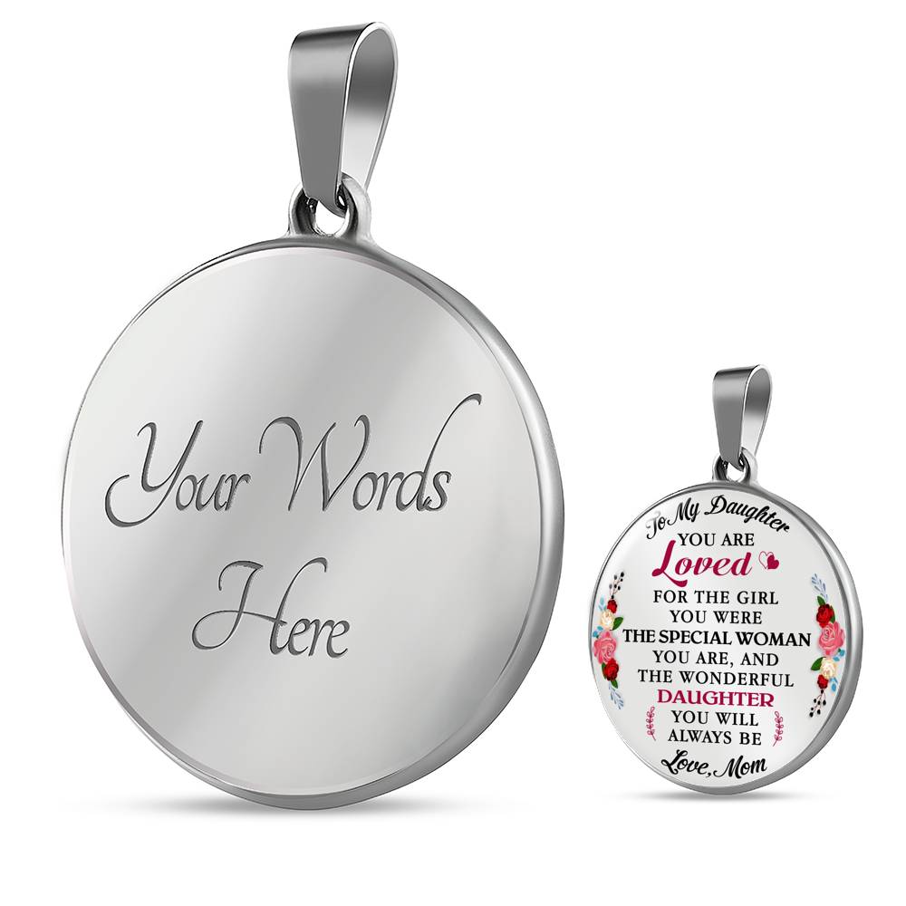 To My Daughter You Are Loved - Luxury Unique Inspirational Necklace Gift for Birthday Wedding or Special Occasion