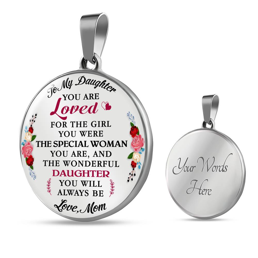 To My Daughter You Are Loved - Luxury Unique Inspirational Necklace Gift for Birthday Wedding or Special Occasion