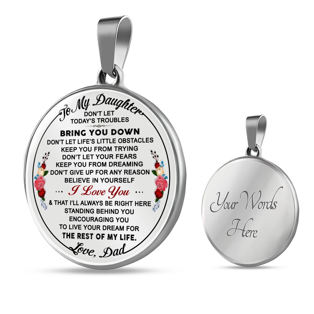 Dad to Daughter Gift from Papa Daddy Father - Romantic Inspirational Luxury Necklace Gift For Daughter Daddy's Little Girl