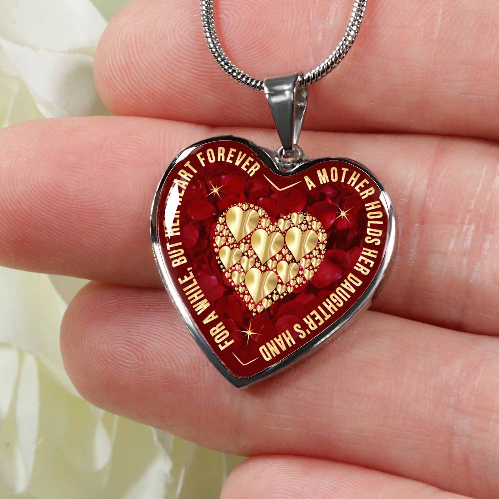 Mother and Daughter Necklace Gift - Inspirational Luxury Jewelry Heart Pendant Necklace Present For Women Mom