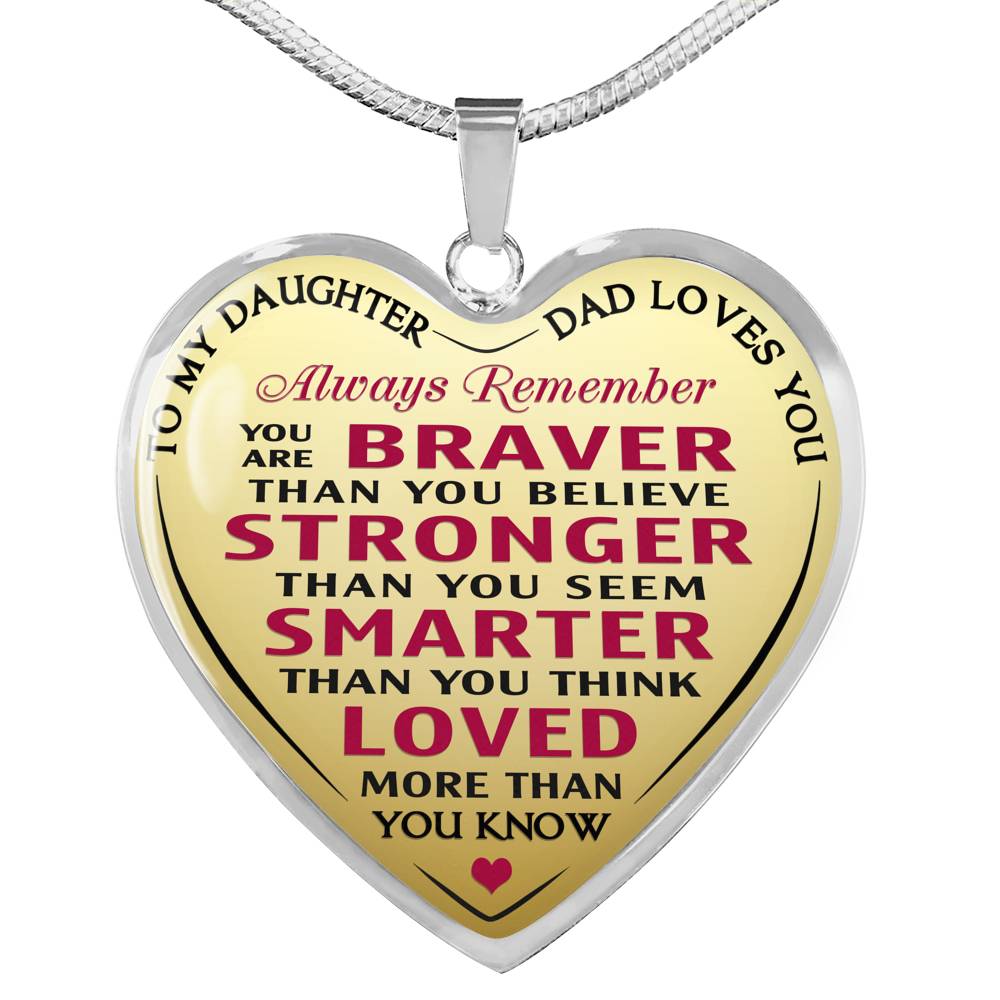 To My Daughter Gift - Luxury Unique Novelty Heart Necklace for Birthday Back to School Wedding or Special Occasion