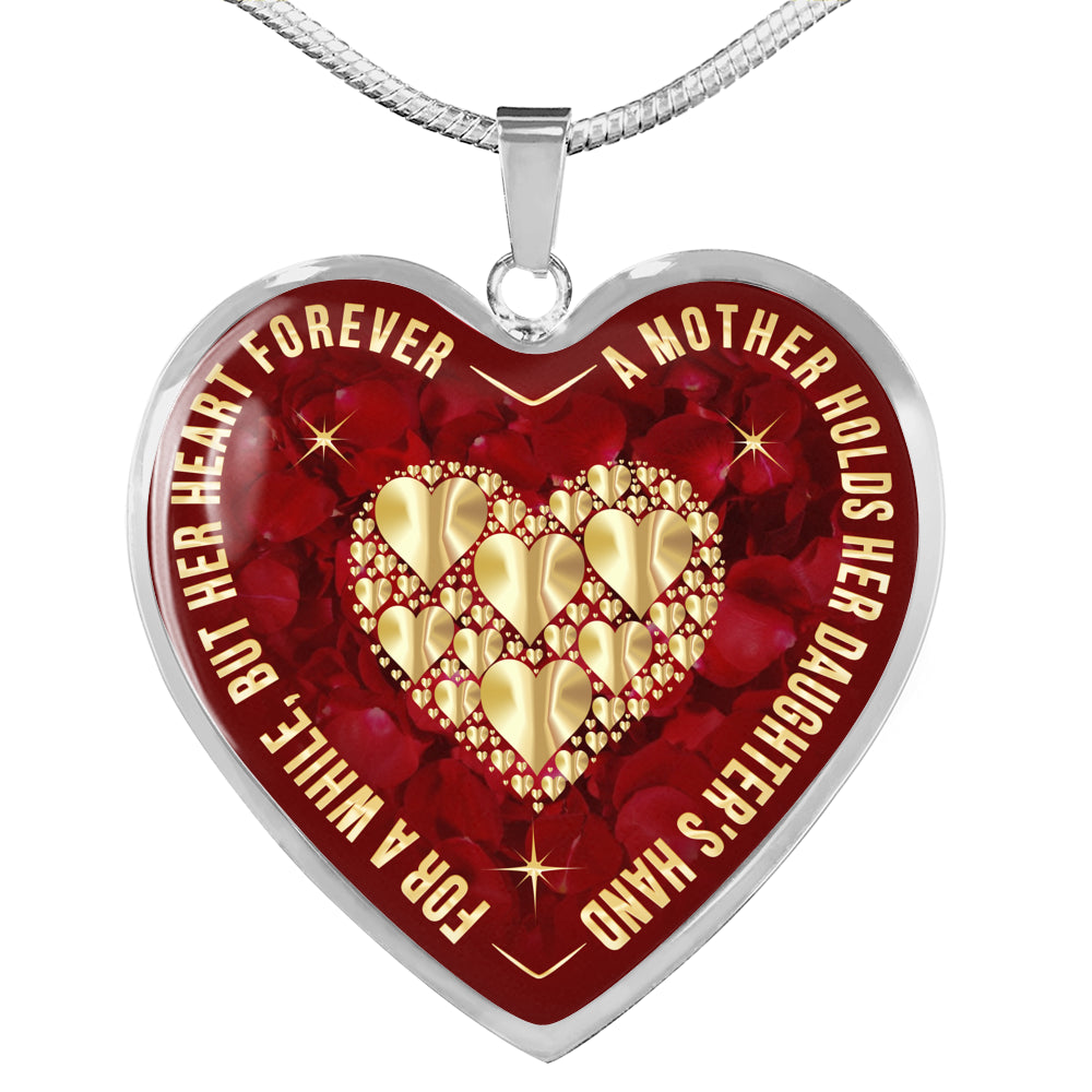 Mother and Daughter Necklace Gift - Inspirational Luxury Jewelry Heart Pendant Necklace Present For Women Mom