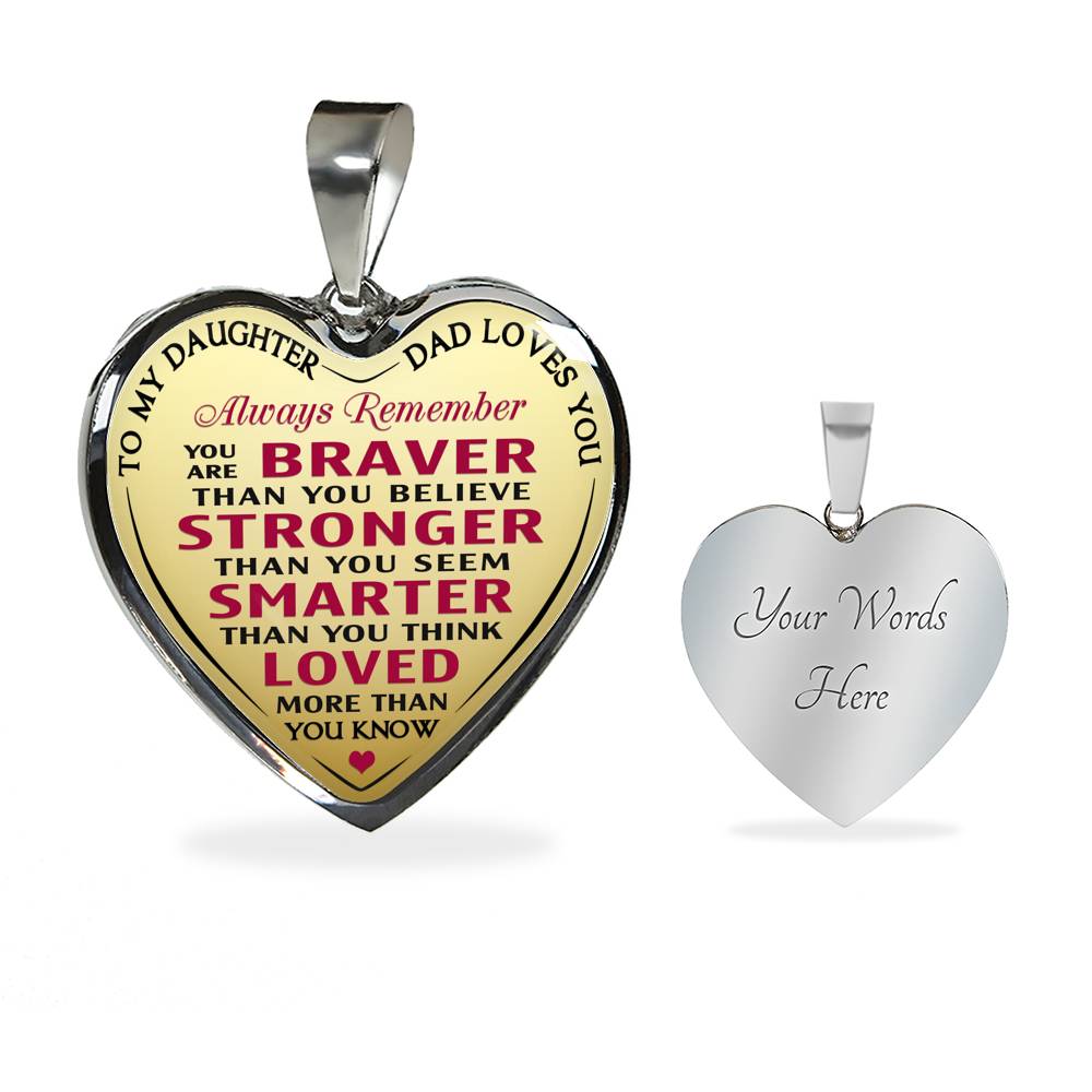 To My Daughter Gift - Luxury Unique Novelty Heart Necklace for Birthday Back to School Wedding or Special Occasion