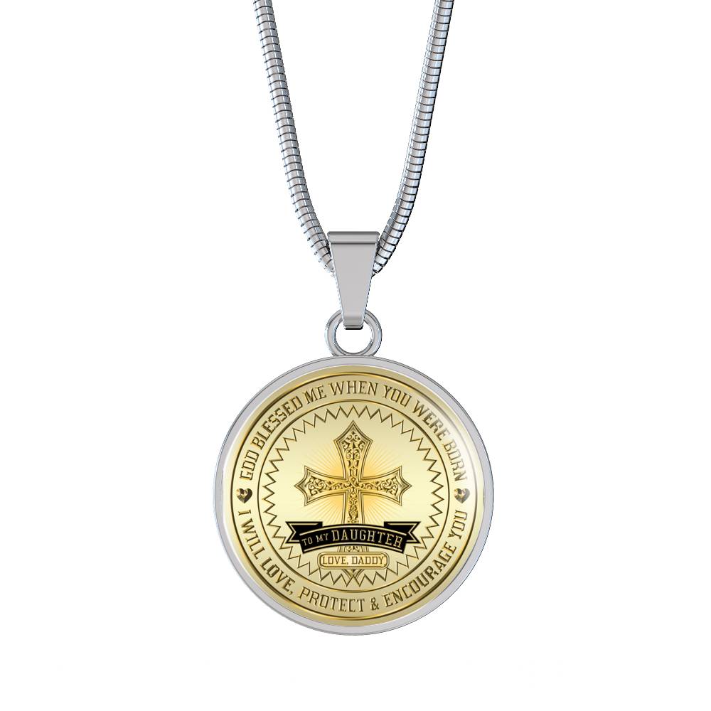 Great Dad To Daughter - God Blessed Me When You Were Born I Will Protect and Encourage You Novelty Luxury Necklace Bangle - Gift For Birthday Back To School Xmas