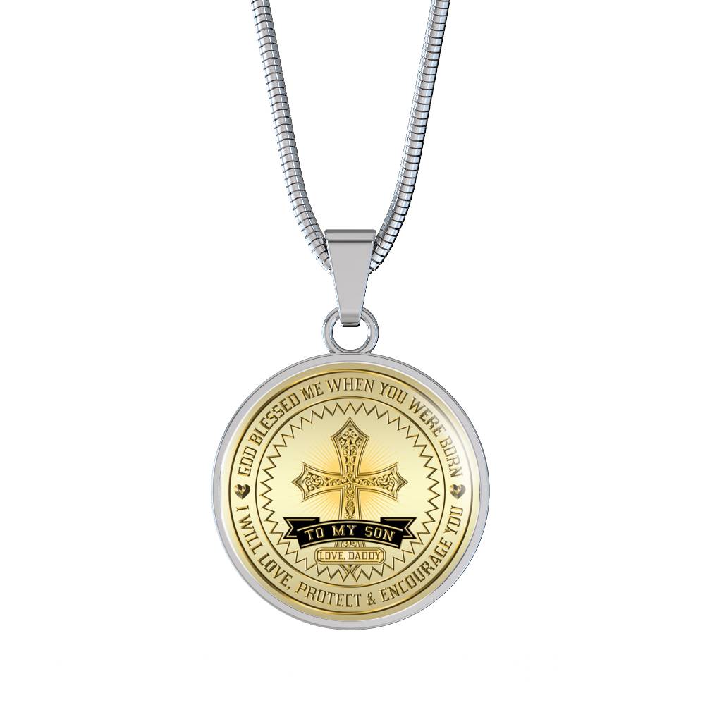 Great Dad To Son - God Blessed Me When You Were Born I Will Protect and Encourage You Novelty Luxury Necklace Bangle - Gift For Birthday Back To School Xmas