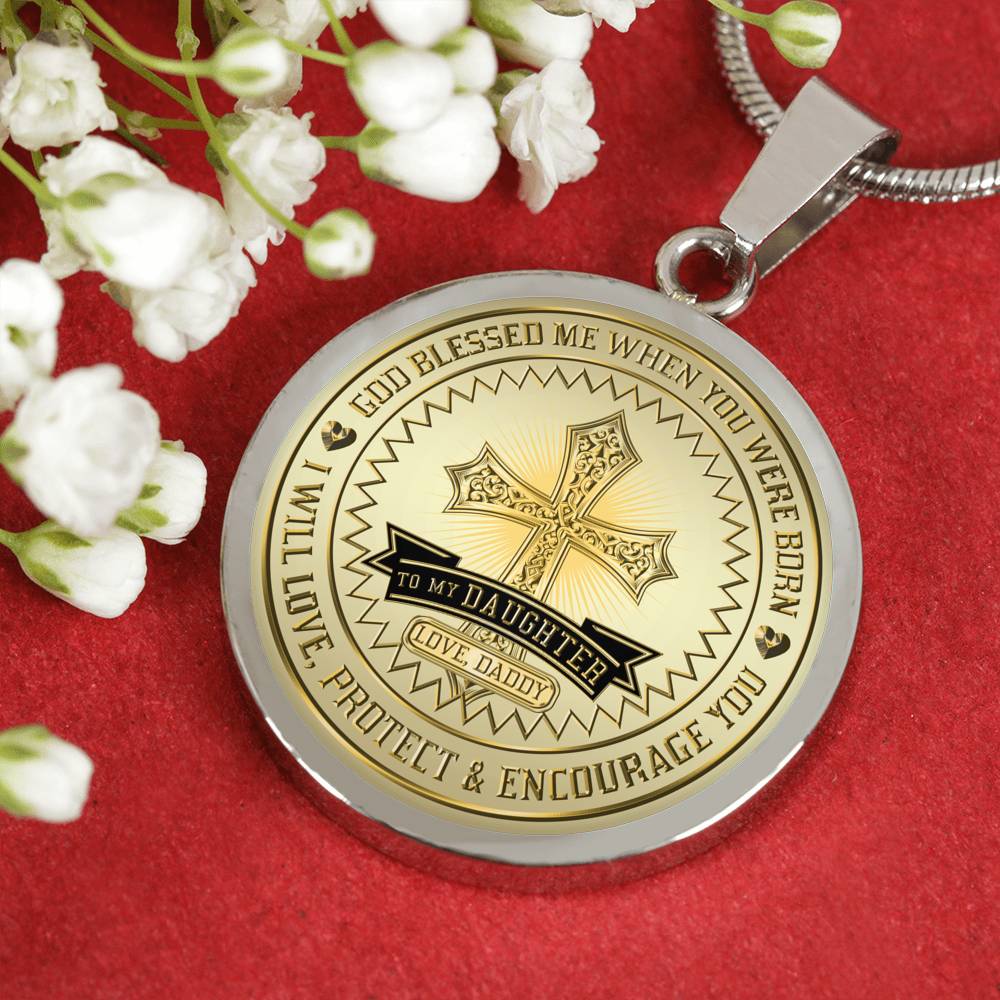 Great Dad To Daughter - God Blessed Me When You Were Born I Will Protect and Encourage You Novelty Luxury Necklace Bangle - Gift For Birthday Back To School Xmas