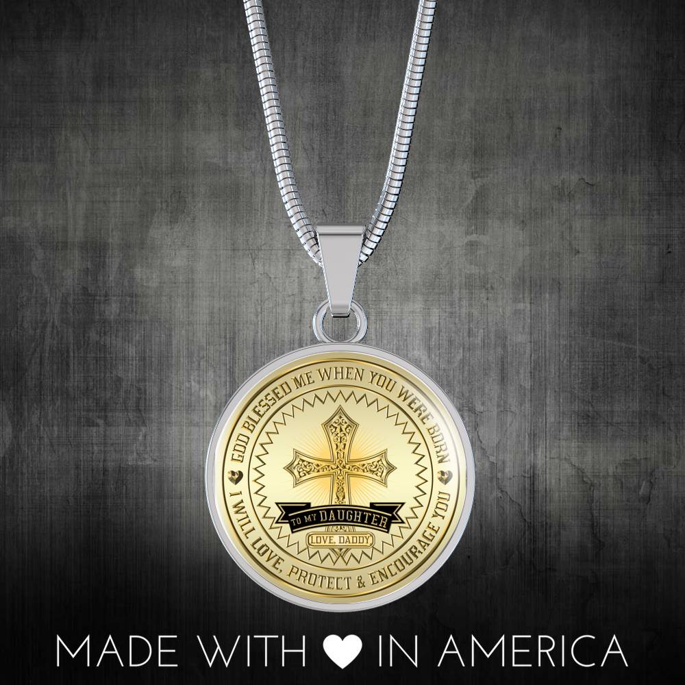 Great Dad To Daughter - God Blessed Me When You Were Born I Will Protect and Encourage You Novelty Luxury Necklace Bangle - Gift For Birthday Back To School Xmas