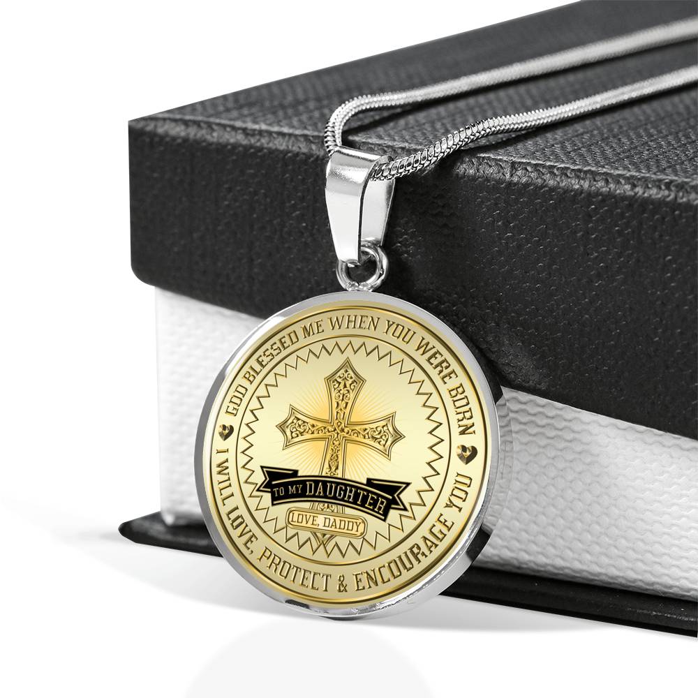 Great Dad To Daughter - God Blessed Me When You Were Born I Will Protect and Encourage You Novelty Luxury Necklace Bangle - Gift For Birthday Back To School Xmas