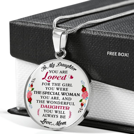 To My Daughter You Are Loved - Luxury Unique Inspirational Necklace Gift for Birthday Wedding or Special Occasion